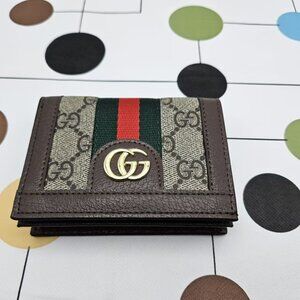 Gucci GG Supreme Short Wallet with Web Stripe